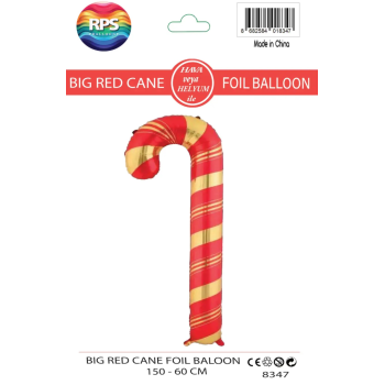 Büyük Kırmızı Baston Folyo Balon 8347 150X60CM