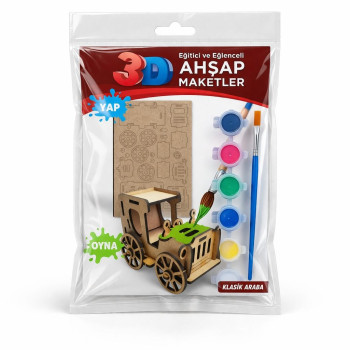 POŞETTE AHŞAP MAKET BOYAMA SETİ (MAKET-6RENK BOYA-FIRÇASI)