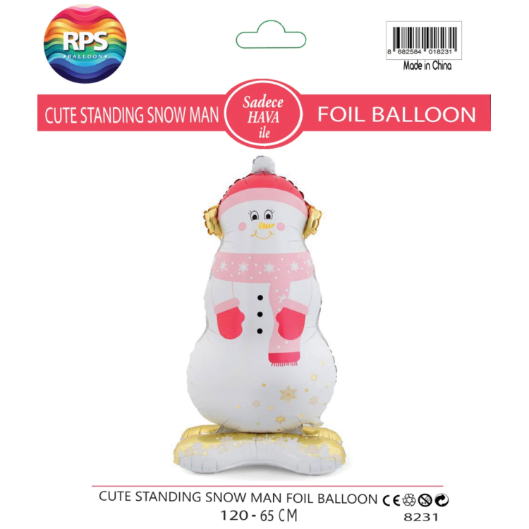 Ayaklı Sevimli Kardan Adam Folyo Balon 8231 120x65CM