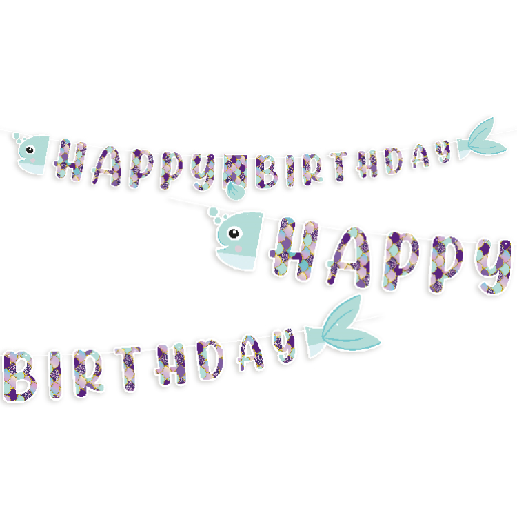 Banner Happy Bırthday Pırıltılı Deniz Kızı