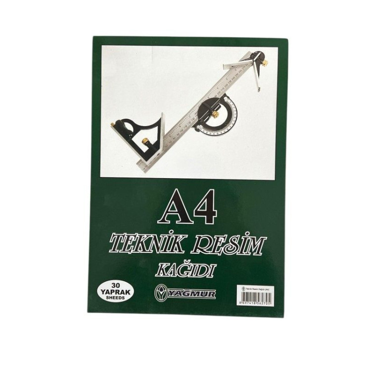 YAĞMUR A4 TEKNİK RESİM KAĞIDI 30YP 12Lİ