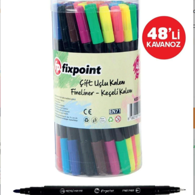 FİXPOİNT P-9240 ÇİFT UÇLU FİNELİNER KEÇELİ KALEM 48Lİ