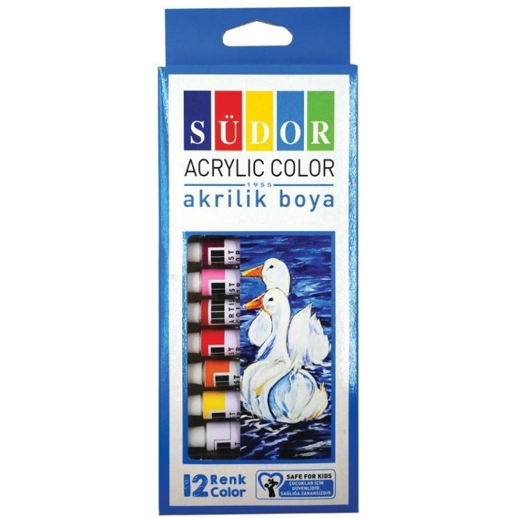 SÜDOR SD195 AKRİLİK BOYA TÜP 12 RENK