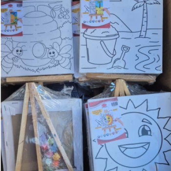 NUMARALI BASKILI DESENLİ BOYALI FIRÇALI ŞÖVALELİ TUVAL SETİ 20X20