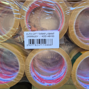 ALFA AB153 ÇİFT TARAFLI BANT 24MMX20Y (BOX12) ALFA AB153 ÇİFT TARAFLI BANT 24MMX20Y (BOX12)