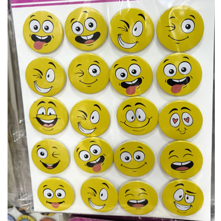 MOTİVASYON ROZETİ SARI EMOJİ GÜLENYÜZLER 20Lİ -M06