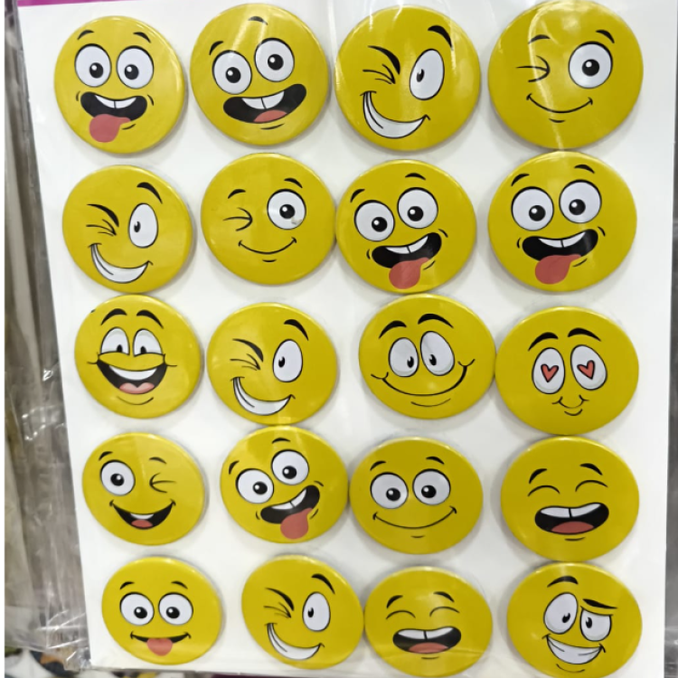 MOTİVASYON ROZETİ SARI EMOJİ GÜLENYÜZLER 20Lİ -M06