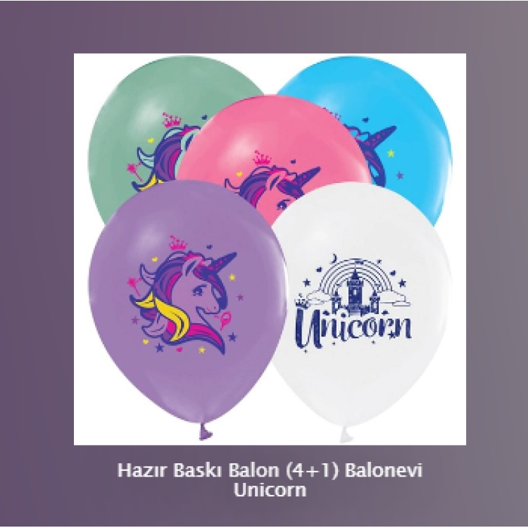 Hazır Baskı Balon (4+1) Balonevi Unicorn