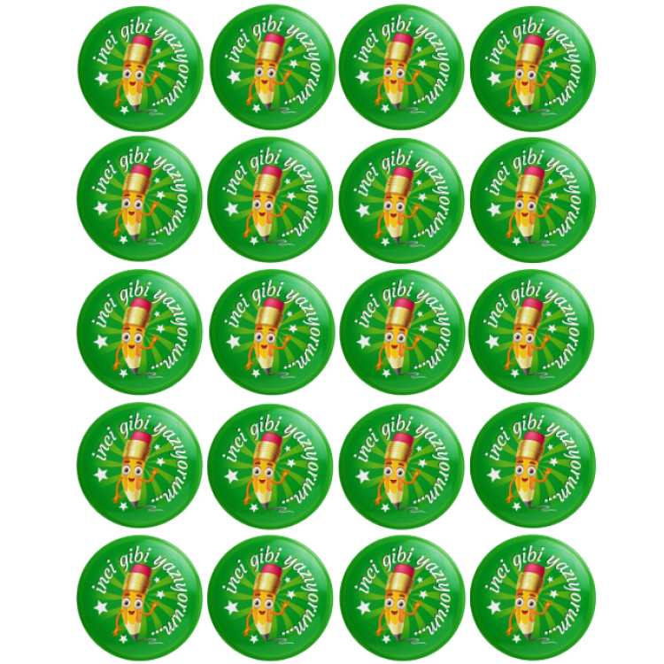 MOTİVASYON ROZETİ İNCİ GİBİ YAZIYORUM 20Lİ -M06