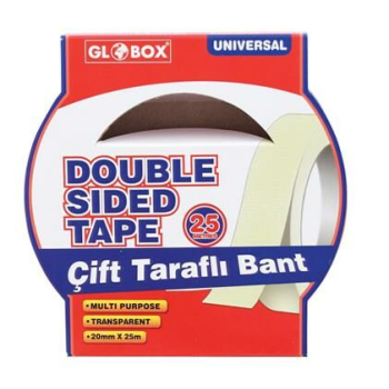 GLOBOX 1018 ÇİFT TARAFLI BANT 20MMX25MT GLOBOX 1018 ÇİFT TARAFLI BANT 20MMX25MT