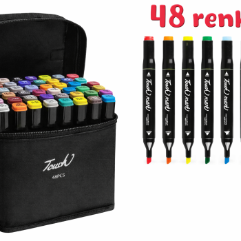 ÇİFT TARAFLI ÇANTALI MARKER ÇİZİM KALEMİ 48 RENK