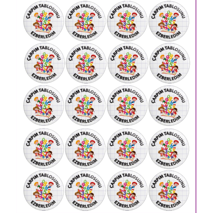 MOTİVASYON ROZETİ ÇARPIM TABLOSU EZBERLEDİM 20Lİ -M06