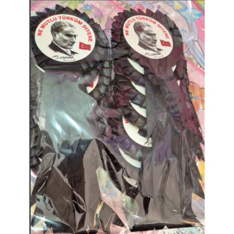 ATATÜRK NE MUTLU TÜRKÜM DİYENE SİYAH YAKA KOKART 25Lİ