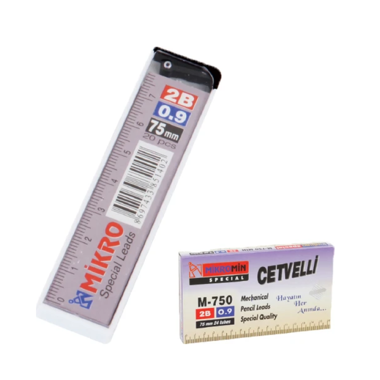 Mikro M-750 Cetvelli 2B 12Lİ Tüp Kalem Ucu 75 mm 0.9 (24 Tüp)