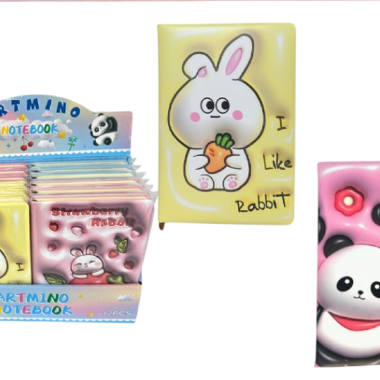 A-402 HAYVANLAR 14X20 PUFFY ÇİZGİLİ DEFTER 12Lİ