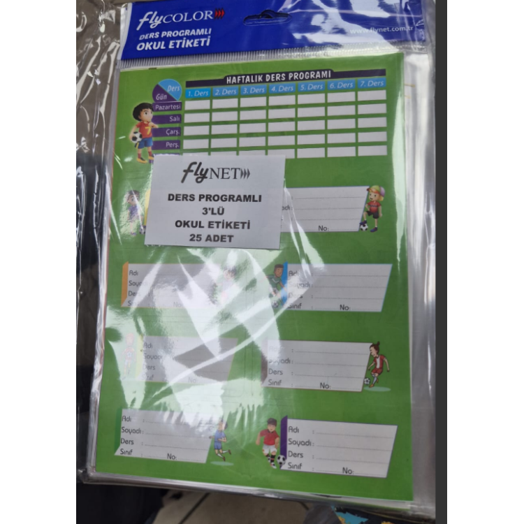 FLYCOLOR FLYNET DERS PROGRAMLI OKUL ETİKETİ 3LÜ 25 SET