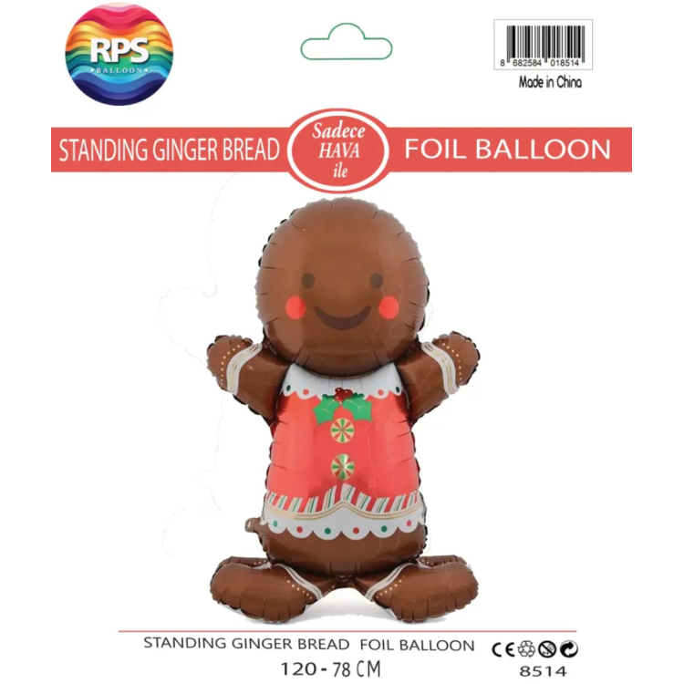 Büyük Ayaklı Kurabiye Adam Folyo Balon 8514 120X78CM