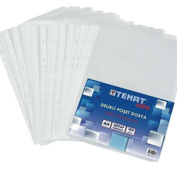 TEMAT ŞEFFAF DELİKLİ POŞET DOSYA 100LÜ TEMAT ŞEFFAF DELİKLİ POŞET DOSYA 100LÜ