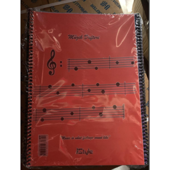 MÜZİK DEFTERİ A4 BÜYÜK SPİRALLİ PP KAPAK 40YP. (BOX12) *DF