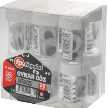 FİXPOİNT P-6645 SİYAH OYNAR GÖZ 20MM 12Lİ FİXPOİNT P-6645 SİYAH OYNAR GÖZ 20MM 12Lİ