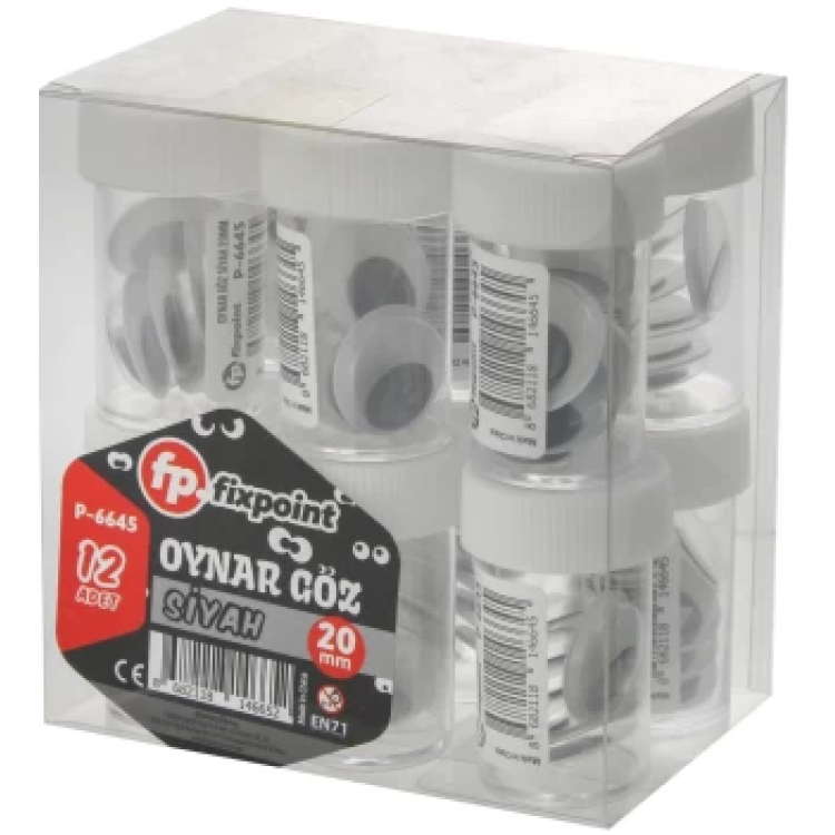 FİXPOİNT P-6645 SİYAH OYNAR GÖZ 20MM 12Lİ