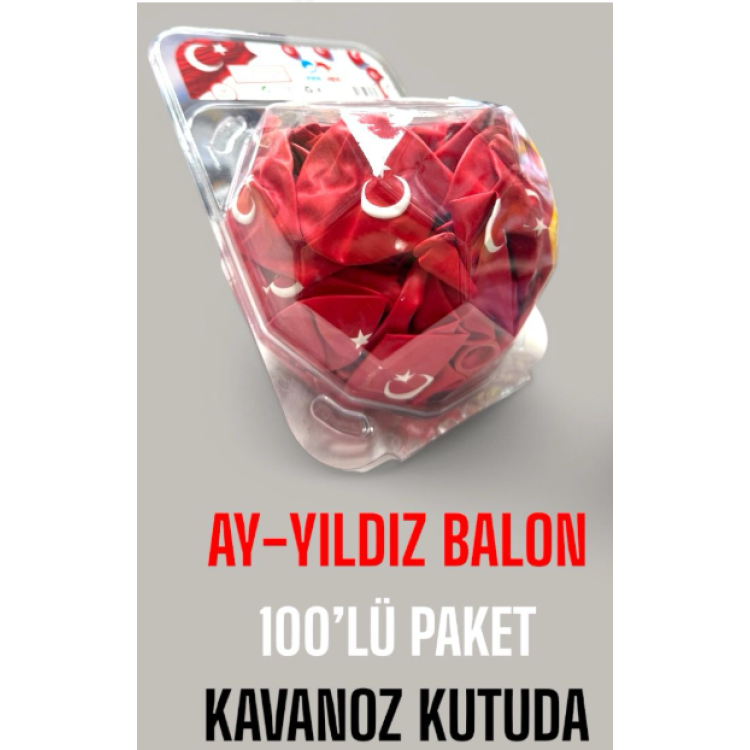 KAVANOZ BALON BAYRAK AYYILDIZ KIRMIZI 100LÜ 23nisan