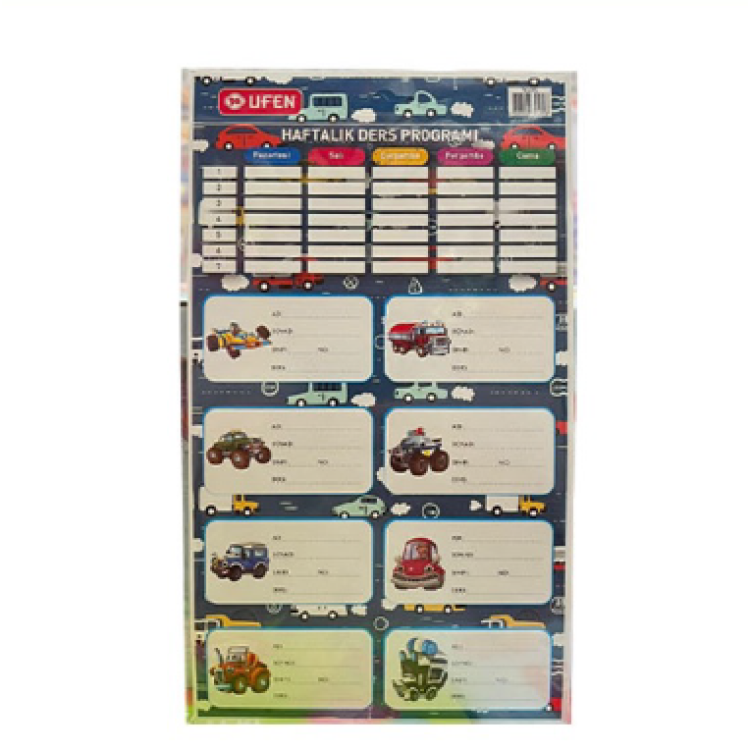 UFEN ÖĞRENCİ ETİKETİ DERS PROGRAMLI 3LÜ ERKEK
