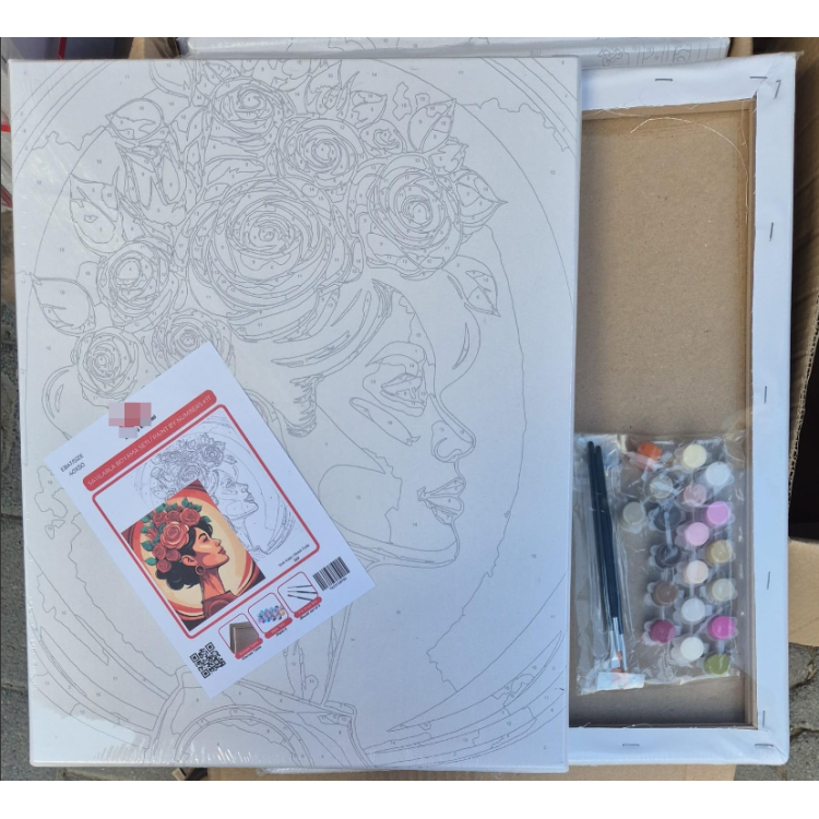 NUMARALI BASKILI DESENLİ BOYALI FIRÇALI TUVAL SETİ 40x50