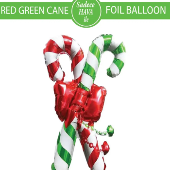 Kırmızı Yeşil Baston Folyo Balon 8217 63X49CM Kırmızı Yeşil Baston Folyo Balon 8217 63X49CM