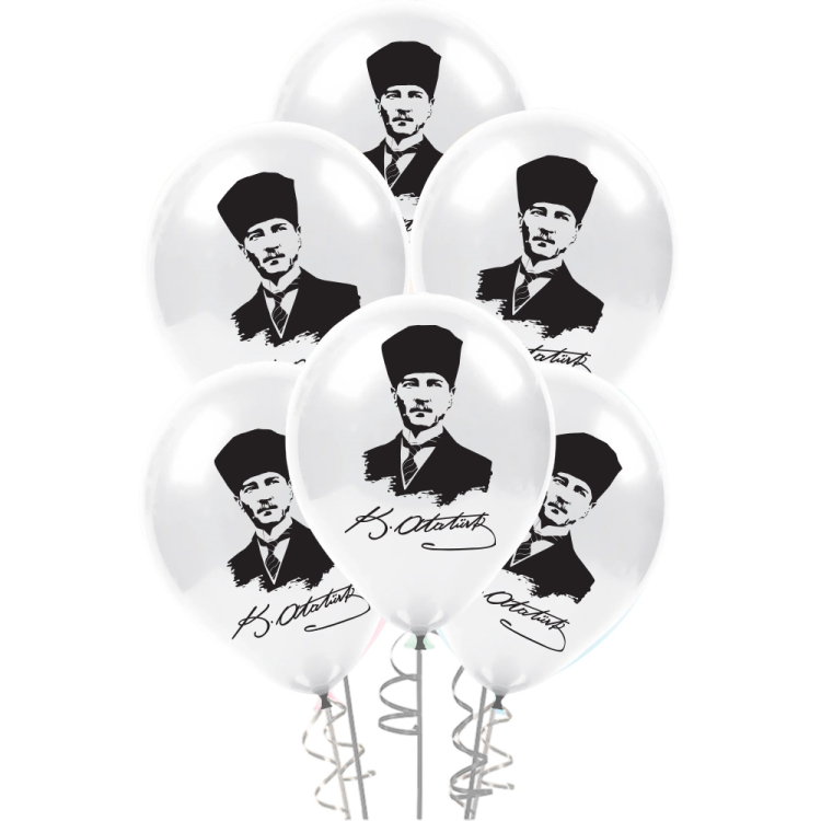 12" Pastel Balon Baskılı 100lü -Atatürk- *23 nisan
