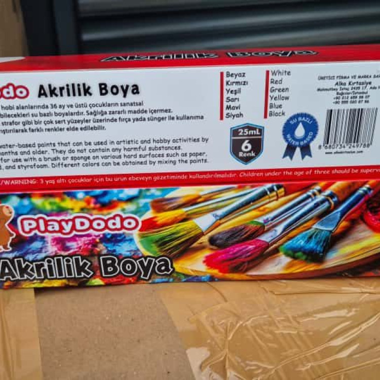 PLAYDODO 6 RENK AKRİLİK BOYA ŞİŞE
