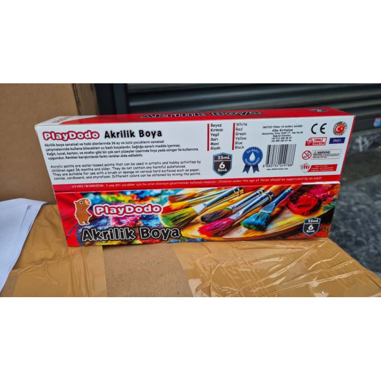 PLAYDODO 6 RENK AKRİLİK BOYA ŞİŞE