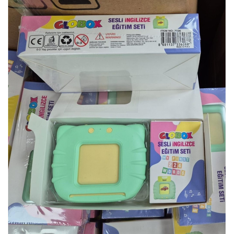 GLOBOX 2606 SESLİ İNGİLİZCE EĞİTİM SETİ Konuşan Sesli Flash Kartlar 112 Kart 224 Görsel