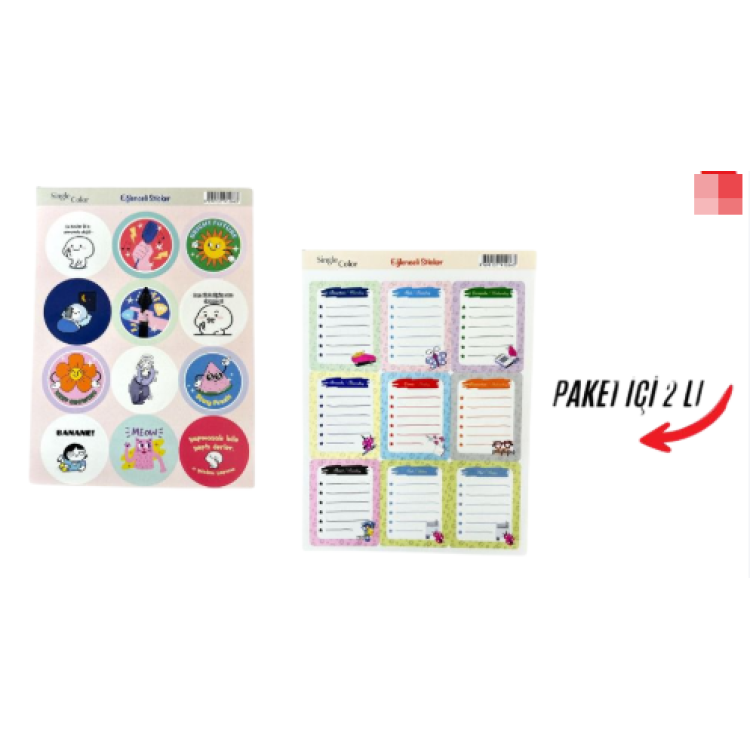 SİNGLE COLOR 2'Lİ EĞLENCELİ STİCKER PK:50'Lİ