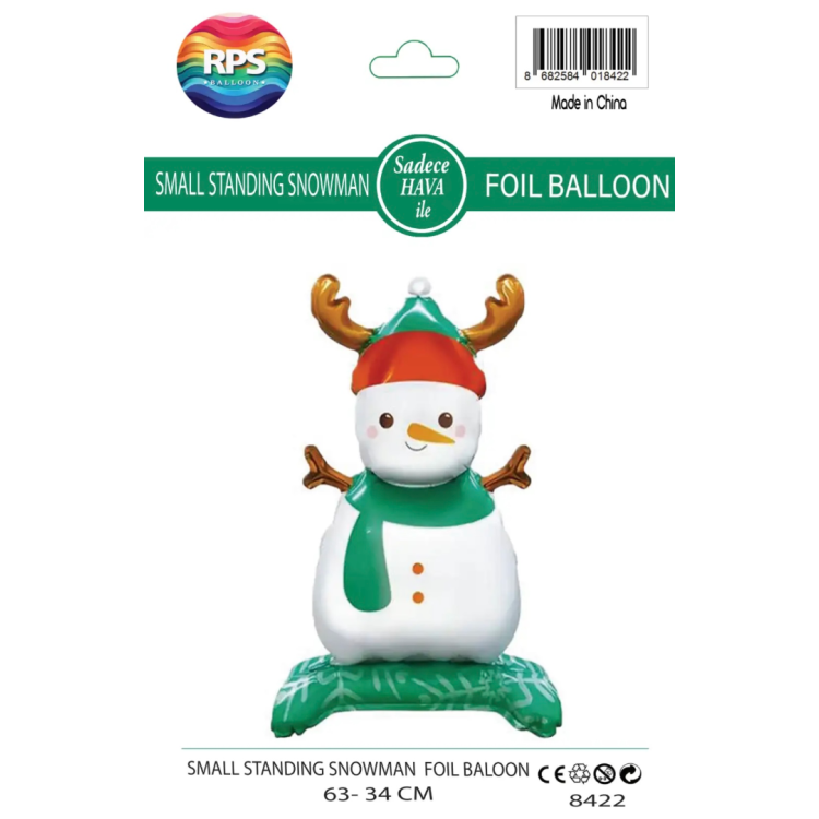 Ayaklı Küçük Kardan Adam Folyo Balon 8422 63X34CM