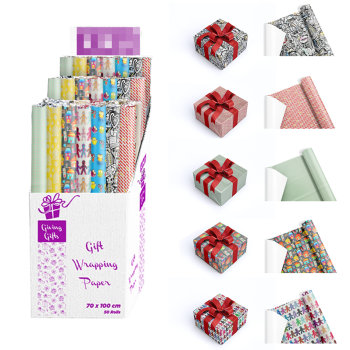 Rulo Hediye Paket Kağıdı 70x100 50li -Desenli- Rulo Hediye Paket Kağıdı 70x100 50li -Desenli-