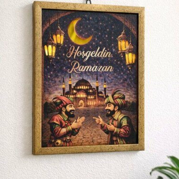 IŞIKLI AHŞAP PANO HOŞGELDİN RAMAZAN 33*43