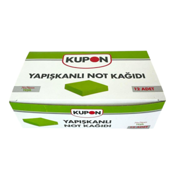 KUPON KYP-504 YAPIŞKANLI POSTİT YEŞİL 12'Lİ  KUPON KYP-504 YAPIŞKANLI POSTİT YEŞİL 12'Lİ