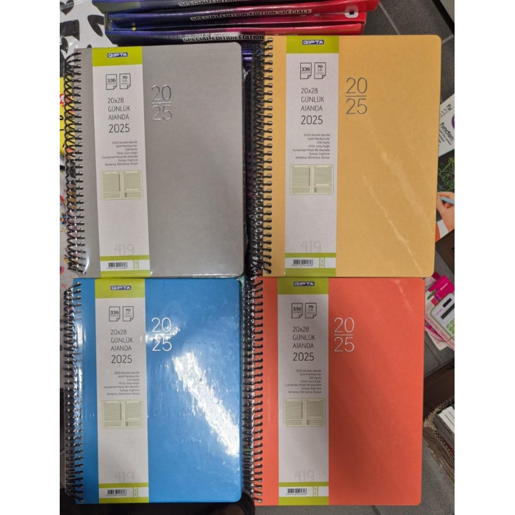 2025 GIPTA GÜNLÜK AJANDA 20X28 SPİRALLİ (FARKLI RENKLER)