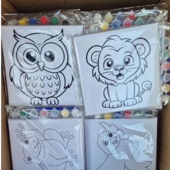 ÇİZİMLİ BASKILI TUVAL 20X20 FIRÇA+BOYA DAHİL