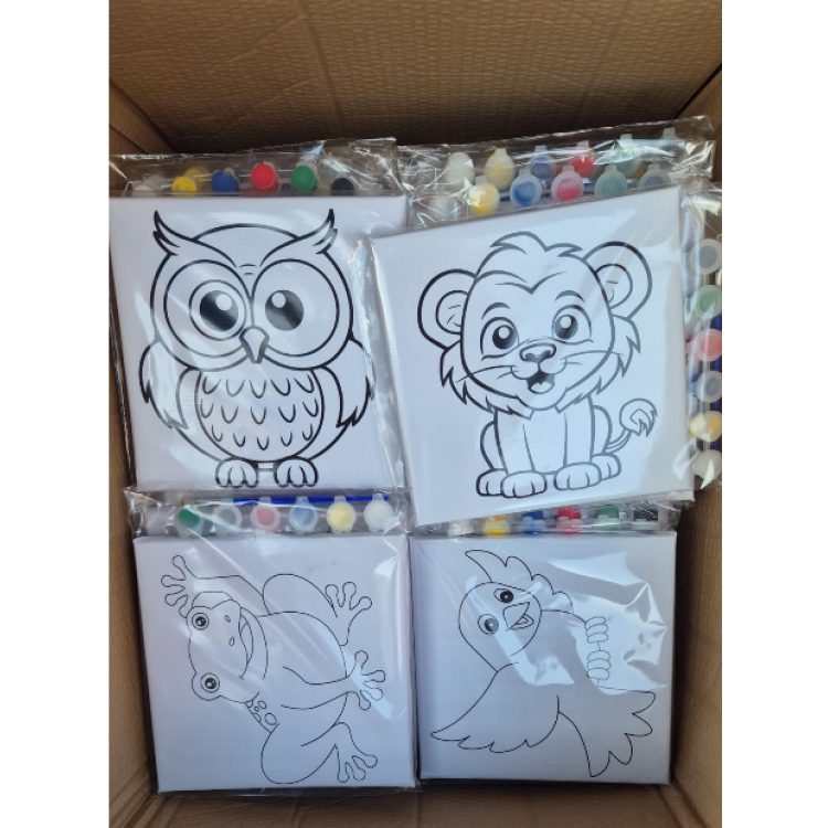 ÇİZİMLİ BASKILI TUVAL 20X20 FIRÇA+BOYA DAHİL