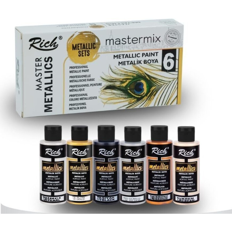 RİCH MASTERMİX 60 CC AKRİLİK BOYA METALİK 6'LI