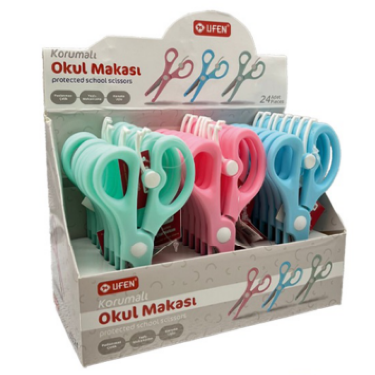 UFEN KORUMALI OKUL MAKASI PASTEL RENK 24LÜ