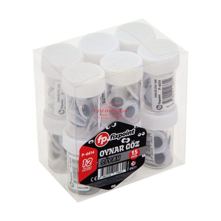 FİXPOİNT P-6614 OYNAR GÖZ SİYAH 15MM 12Lİ FİXPOİNT P-6614 OYNAR GÖZ SİYAH 15MM 12Lİ