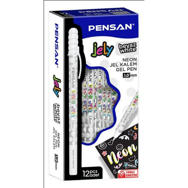PENSAN 2801 JELY 1.0  JEL KALEM 12Lİ -NEON BEYAZ