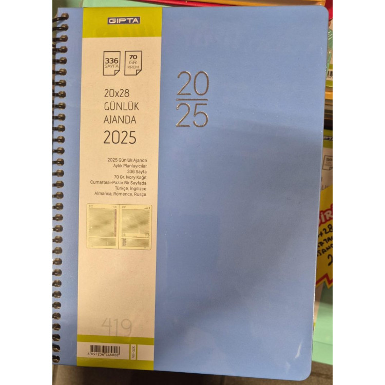 2025 GIPTA GÜNLÜK AJANDA 20X28 SPİRALLİ (FARKLI RENKLER)