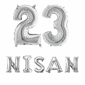 16İNC/36CM GÜMÜŞ FOLYO BALON 23 NİSAN