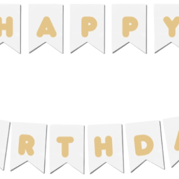 Banner Beyaz-Altın Happy Bırthday Banner Beyaz-Altın Happy Bırthday