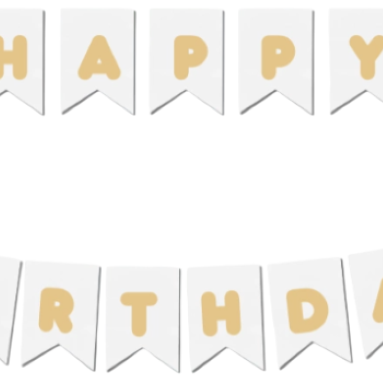 Banner Beyaz-Altın Happy Bırthday