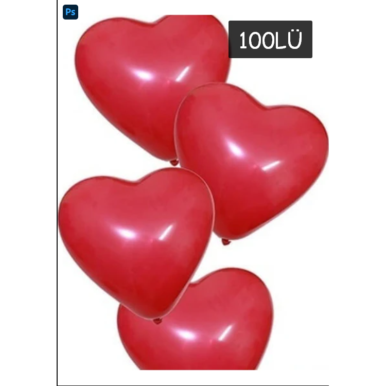 Pastel 12 Kalp Balon Balonevi Kırmızı 100lü